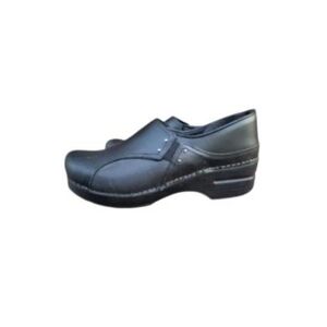 40 Dansko Phoebe Black Leather Slip On Loafer Clog Nurse Work Shoe Women 9.5 10